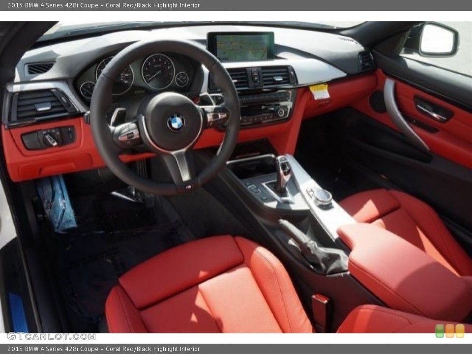 Coral Red/Black Highlight Interior Prime Interior for the 2015 BMW 4 Series 428i Coupe #97040452