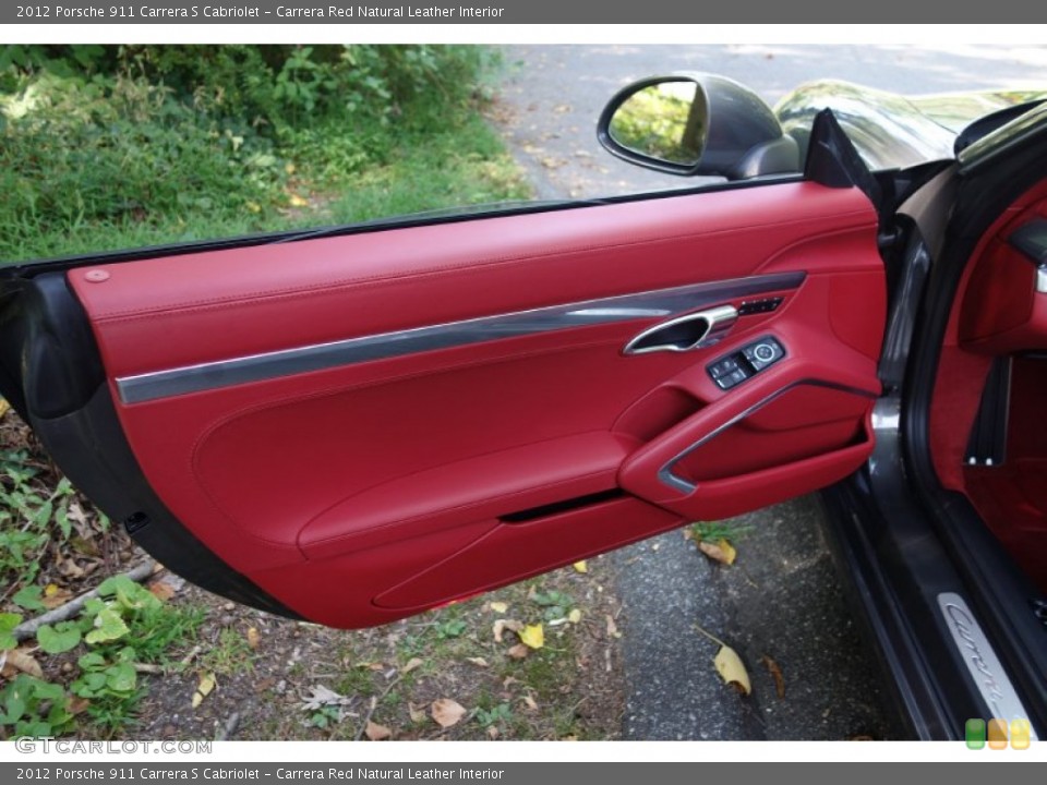 Carrera Red Natural Leather Interior Door Panel for the 2012 Porsche 911 Carrera S Cabriolet #97051889