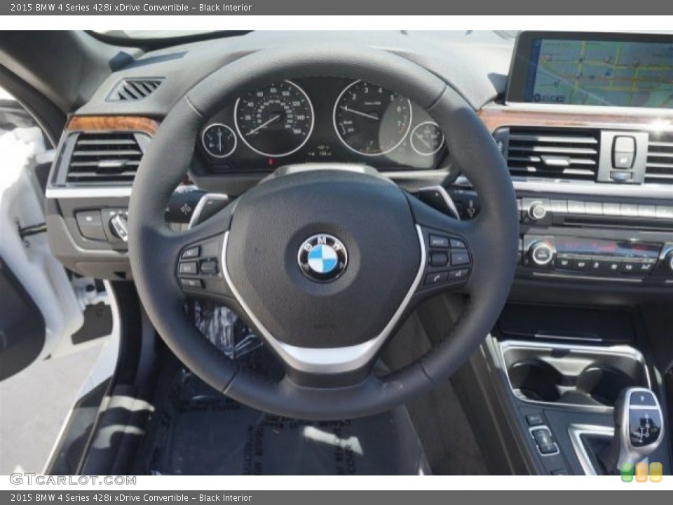 Black Interior Steering Wheel for the 2015 BMW 4 Series 428i xDrive Convertible #97061194