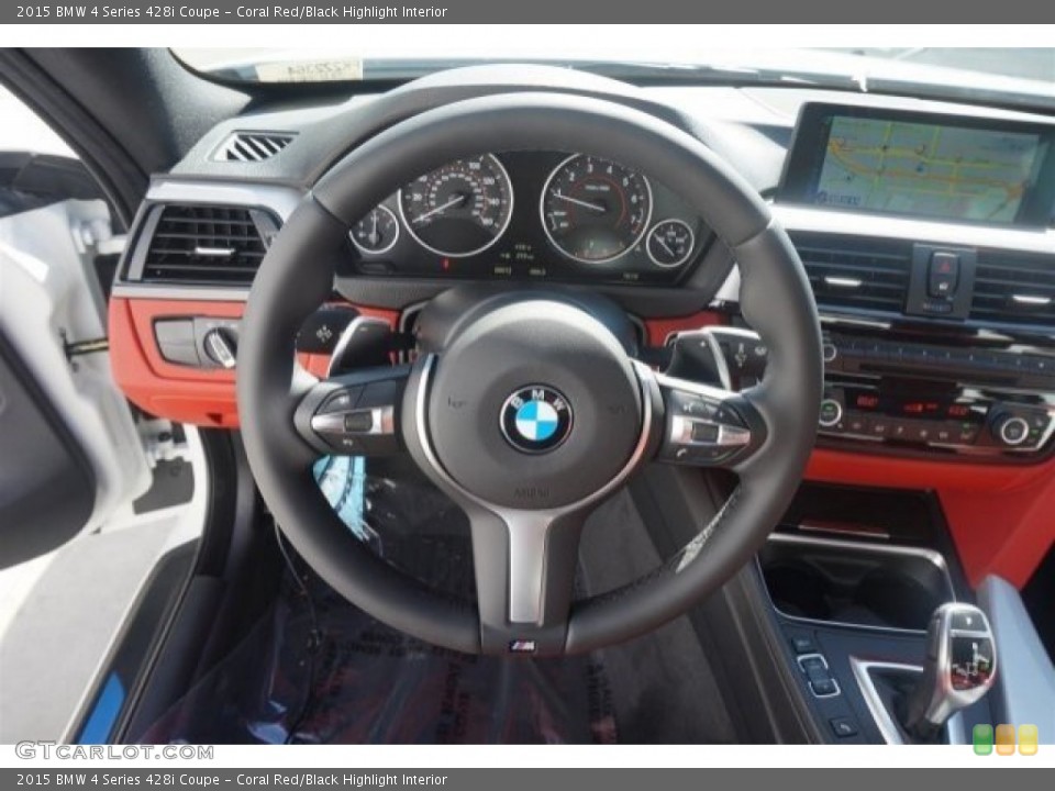 Coral Red/Black Highlight Interior Steering Wheel for the 2015 BMW 4 Series 428i Coupe #97061783
