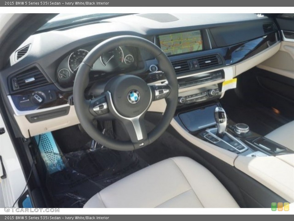 Ivory White/Black Interior Prime Interior for the 2015 BMW 5 Series 535i Sedan #97062447