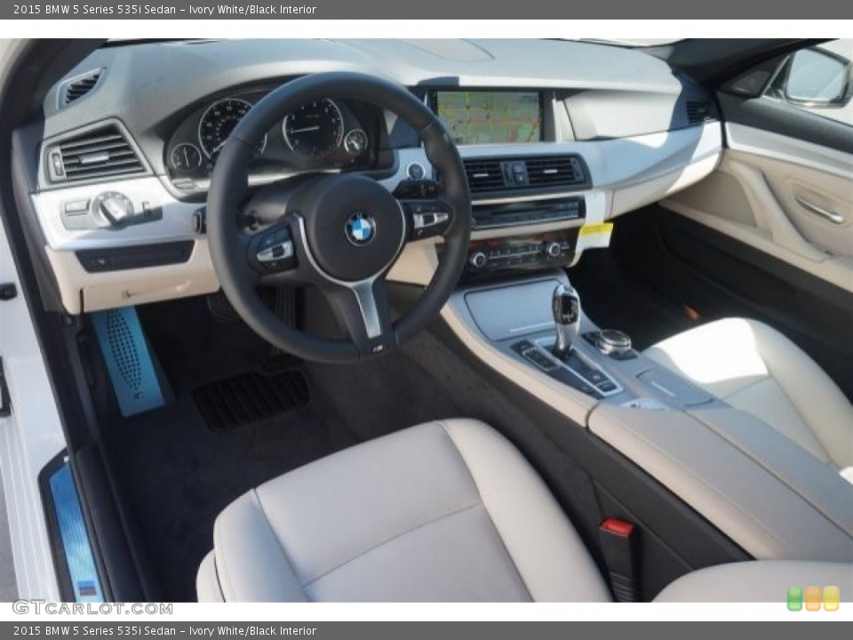 Ivory White/Black Interior Prime Interior for the 2015 BMW 5 Series 535i Sedan #97062548