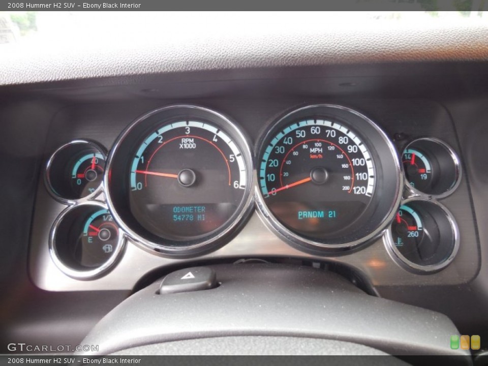 Ebony Black Interior Gauges for the 2008 Hummer H2 SUV #97123520