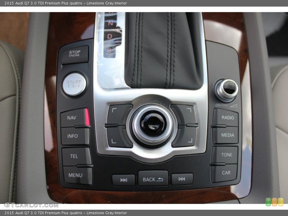 Limestone Gray Interior Controls for the 2015 Audi Q7 3.0 TDI Premium Plus quattro #97143251