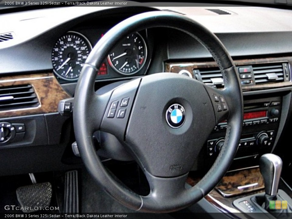 Terra/Black Dakota Leather Interior Steering Wheel for the 2006 BMW 3 Series 325i Sedan #97187546
