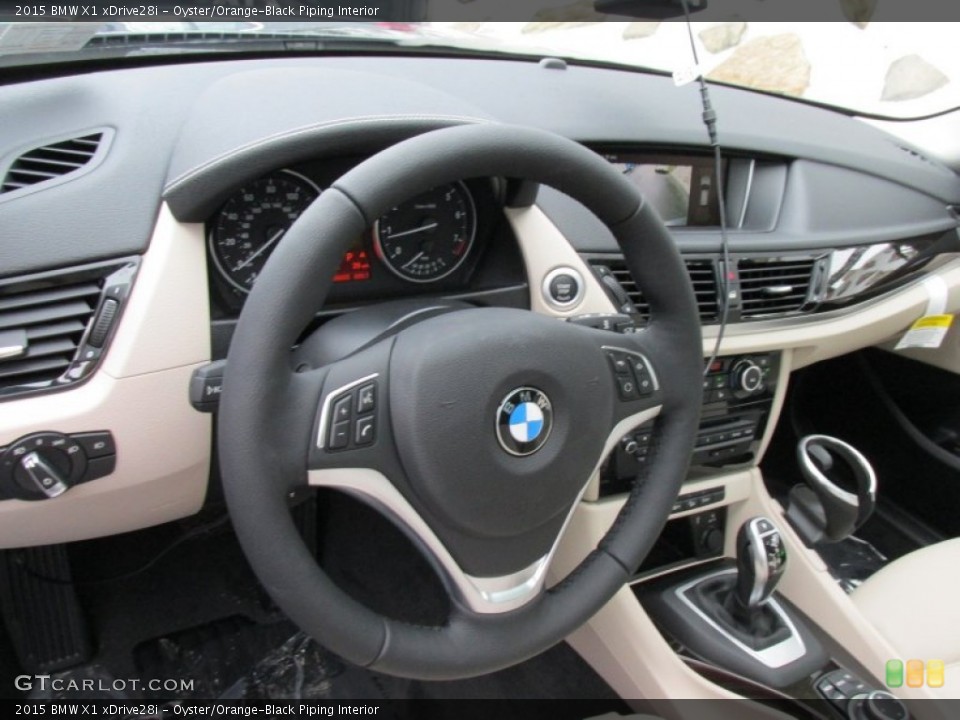 Oyster/Orange-Black Piping Interior Steering Wheel for the 2015 BMW X1 xDrive28i #97195414