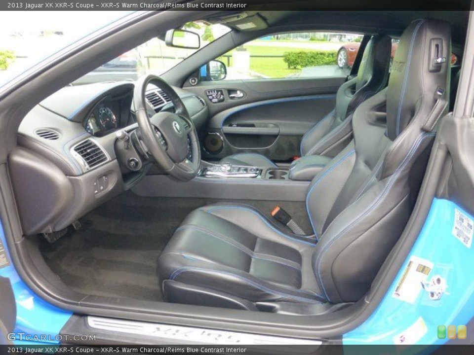 XKR-S Warm Charcoal/Reims Blue Contrast Interior Front Seat for the 2013 Jaguar XK XKR-S Coupe #97232776