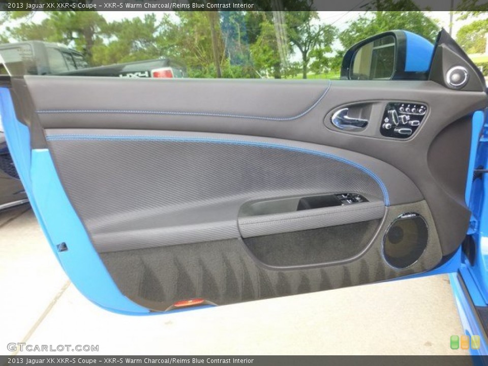 XKR-S Warm Charcoal/Reims Blue Contrast Interior Door Panel for the 2013 Jaguar XK XKR-S Coupe #97233620