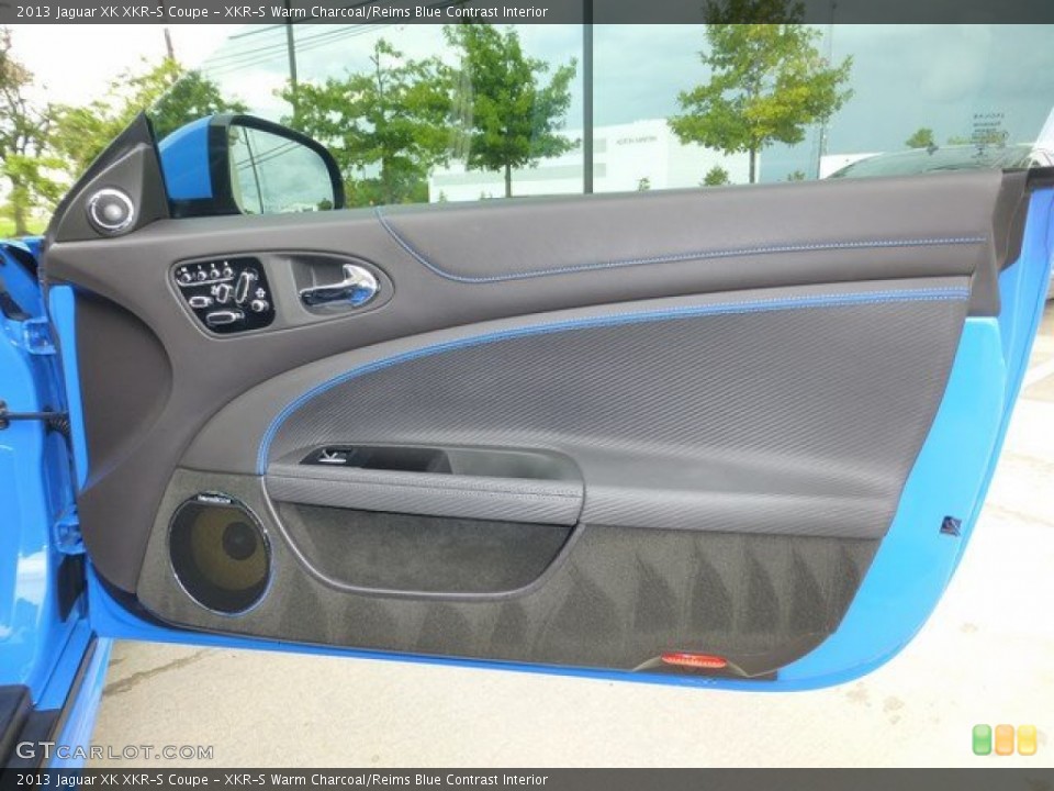 XKR-S Warm Charcoal/Reims Blue Contrast Interior Door Panel for the 2013 Jaguar XK XKR-S Coupe #97233664