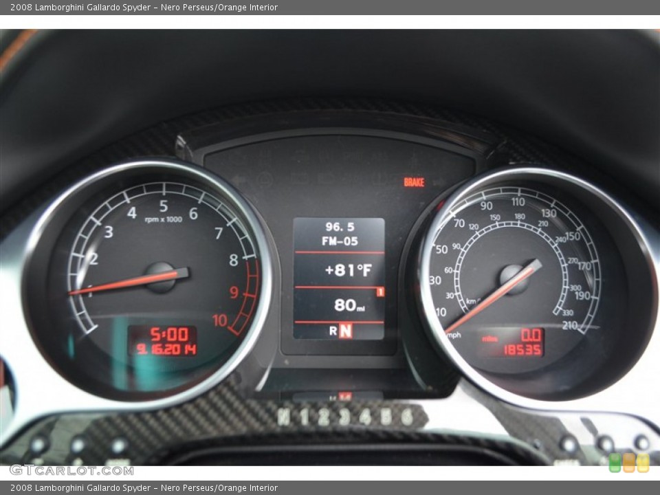 Nero Perseus/Orange Interior Gauges for the 2008 Lamborghini Gallardo Spyder #97329714