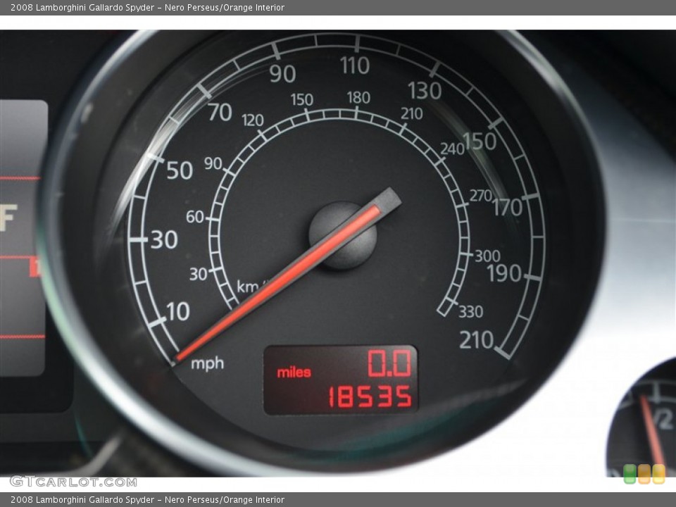 Nero Perseus/Orange Interior Gauges for the 2008 Lamborghini Gallardo Spyder #97329726