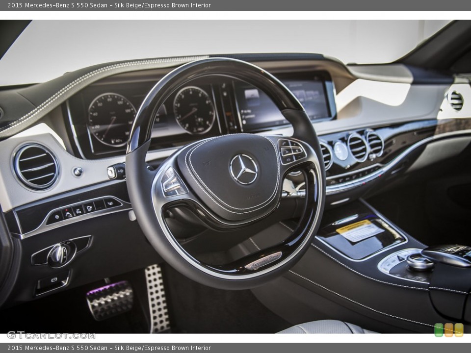 Silk Beige/Espresso Brown Interior Steering Wheel for the 2015 Mercedes-Benz S 550 Sedan #97331634