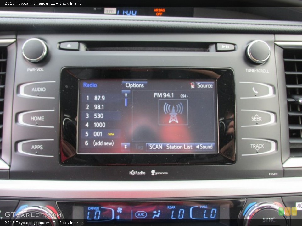 Black Interior Controls for the 2015 Toyota Highlander LE #97371480