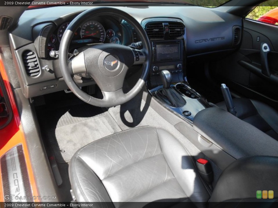 Ebony Interior Prime Interior for the 2009 Chevrolet Corvette Convertible #97389945