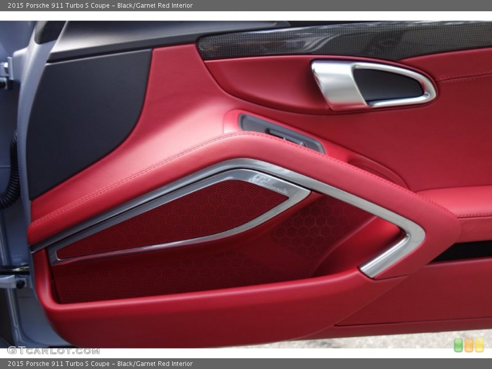 Black/Garnet Red Interior Door Panel for the 2015 Porsche 911 Turbo S Coupe #97408037