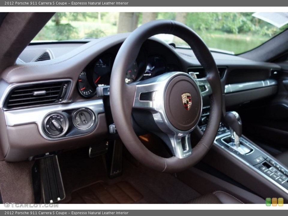 Espresso Natural Leather Interior Steering Wheel for the 2012 Porsche 911 Carrera S Coupe #97408622