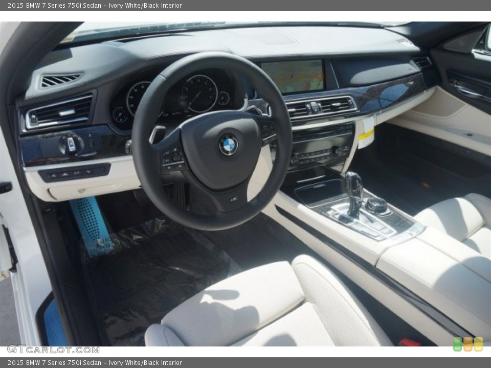 Ivory White/Black Interior Prime Interior for the 2015 BMW 7 Series 750i Sedan #97410093