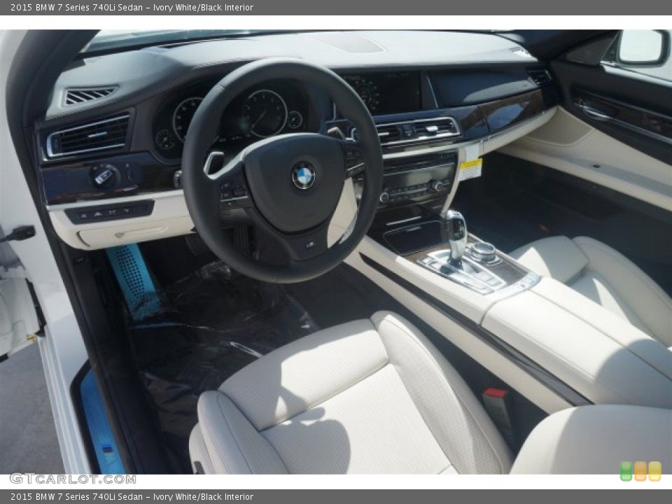 Ivory White/Black Interior Prime Interior for the 2015 BMW 7 Series 740Li Sedan #97410713
