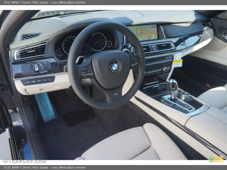 Ivory White/Black Interior Prime Interior for the 2015 BMW 7 Series 740Li Sedan #97410907