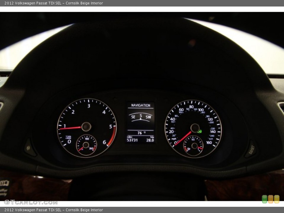 Cornsilk Beige Interior Gauges for the 2012 Volkswagen Passat TDI SEL #97421504