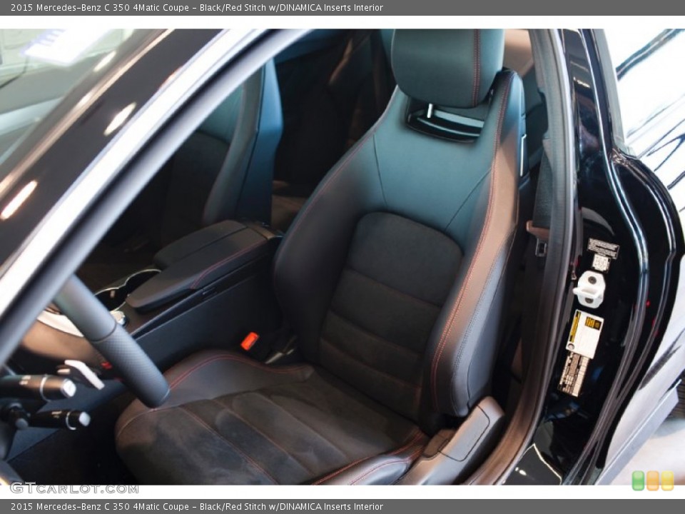 Black/Red Stitch w/DINAMICA Inserts 2015 Mercedes-Benz C Interiors
