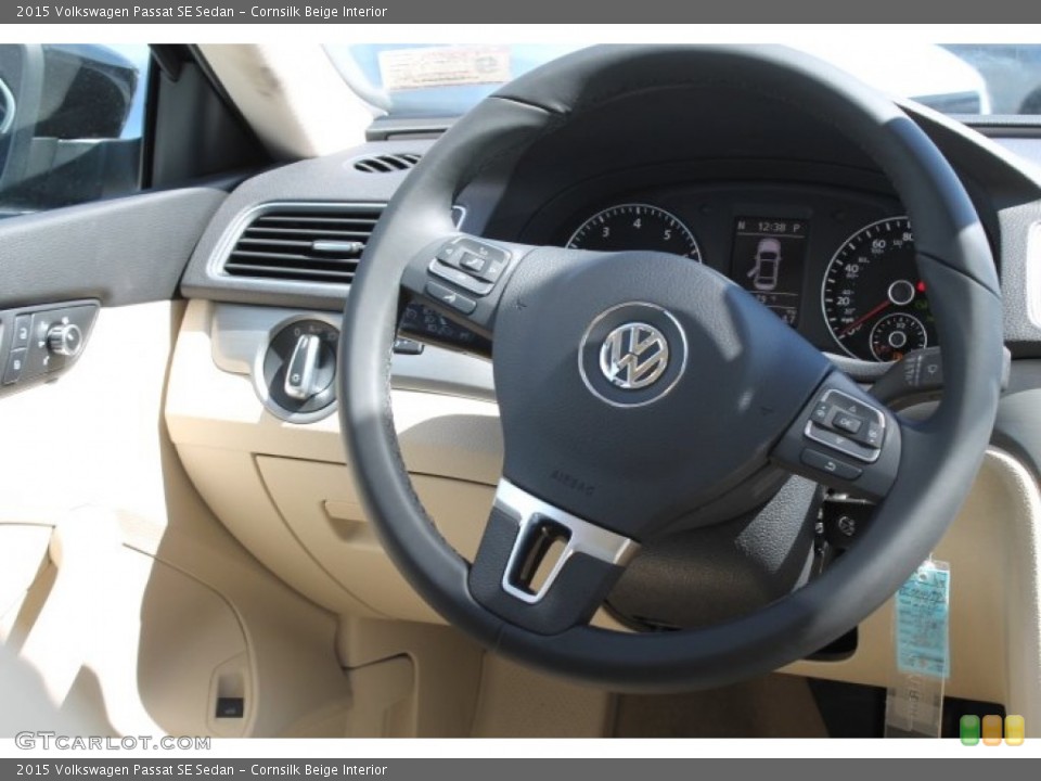 Cornsilk Beige Interior Steering Wheel for the 2015 Volkswagen Passat SE Sedan #97554857