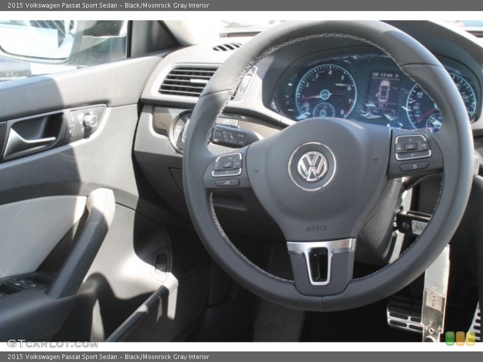 Black/Moonrock Gray Interior Steering Wheel for the 2015 Volkswagen Passat Sport Sedan #97555388