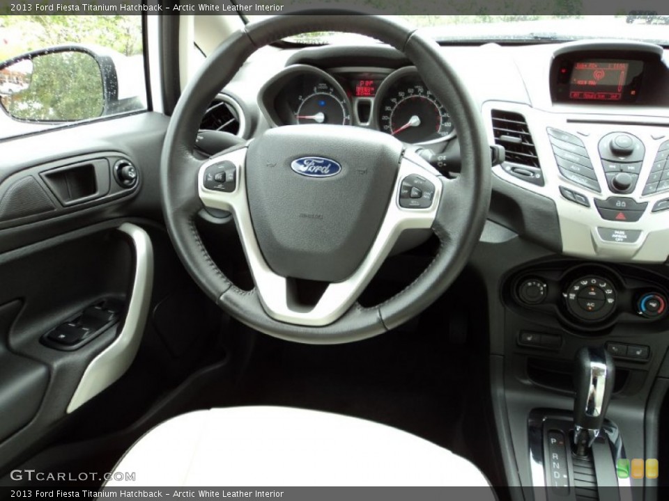Arctic White Leather Interior Steering Wheel for the 2013 Ford Fiesta Titanium Hatchback #97585792