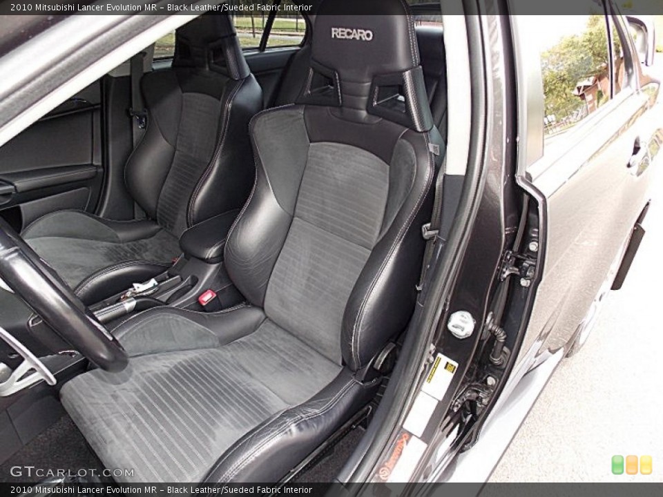 Black Leather/Sueded Fabric Interior Front Seat for the 2010 Mitsubishi Lancer Evolution MR #97590481