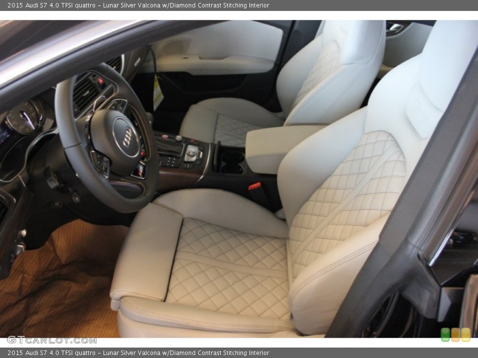 Lunar Silver Valcona w/Diamond Contrast Stitching Interior Front Seat for the 2015 Audi S7 4.0 TFSI quattro #97648800