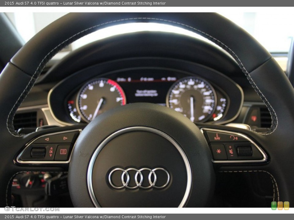Lunar Silver Valcona w/Diamond Contrast Stitching Interior Steering Wheel for the 2015 Audi S7 4.0 TFSI quattro #97649148