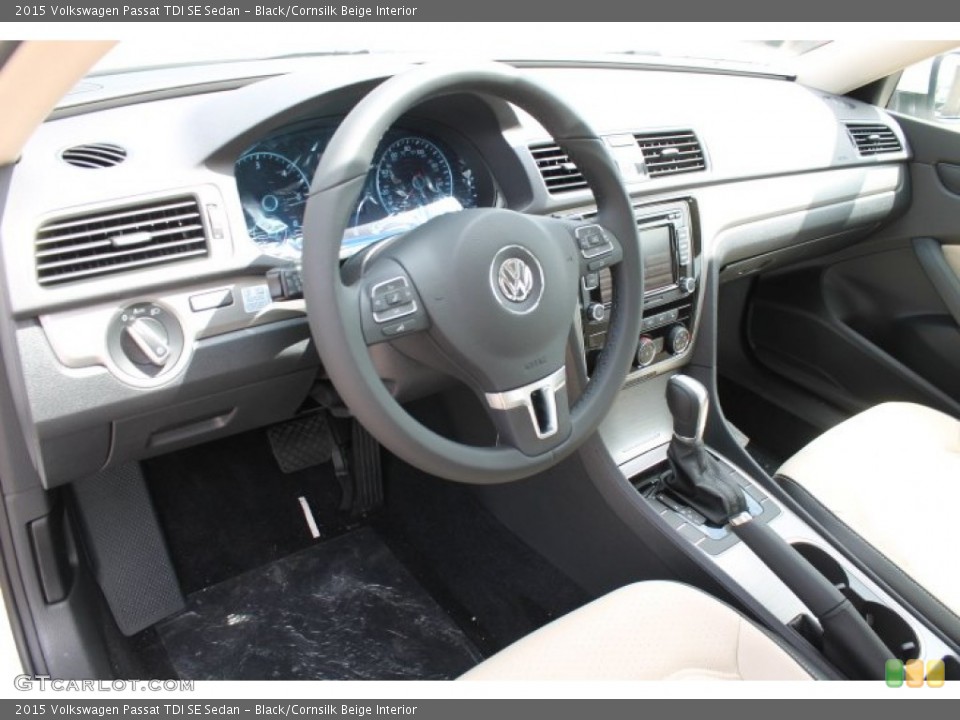 Black/Cornsilk Beige Interior Prime Interior for the 2015 Volkswagen Passat TDI SE Sedan #97694388