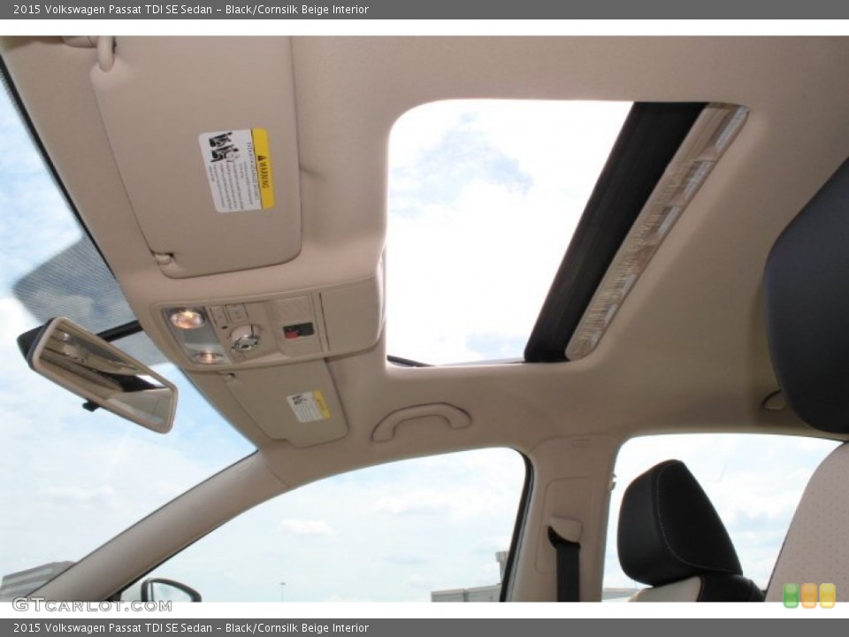Black/Cornsilk Beige Interior Sunroof for the 2015 Volkswagen Passat TDI SE Sedan #97694490