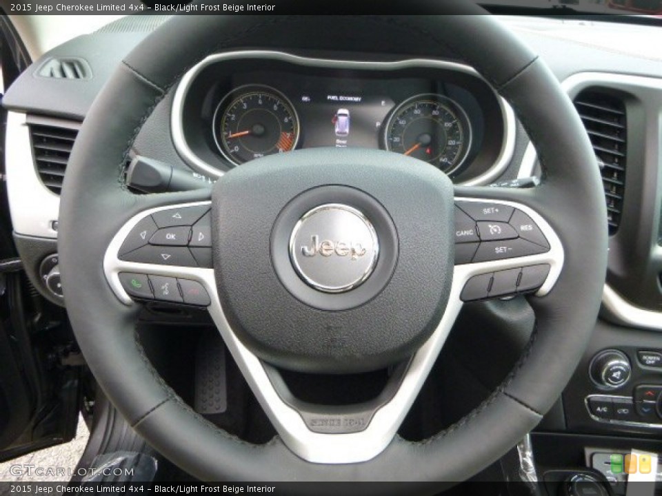 Black/Light Frost Beige Interior Steering Wheel for the 2015 Jeep Cherokee Limited 4x4 #97755937