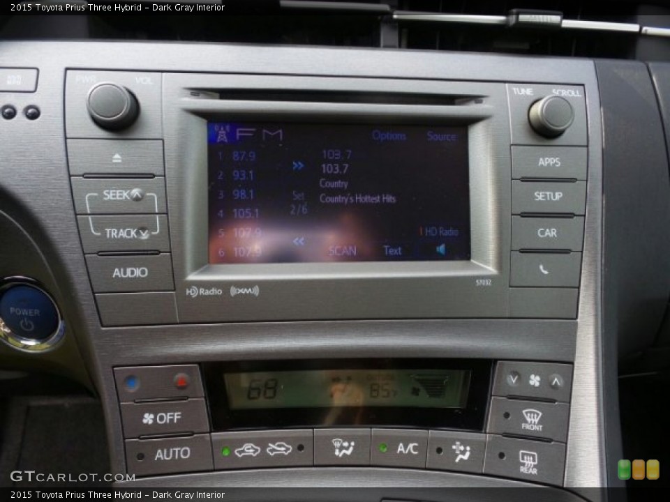 Dark Gray Interior Controls for the 2015 Toyota Prius Three Hybrid #97838091
