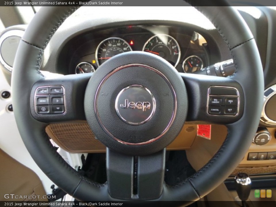 Black/Dark Saddle Interior Steering Wheel for the 2015 Jeep Wrangler Unlimited Sahara 4x4 #97979932