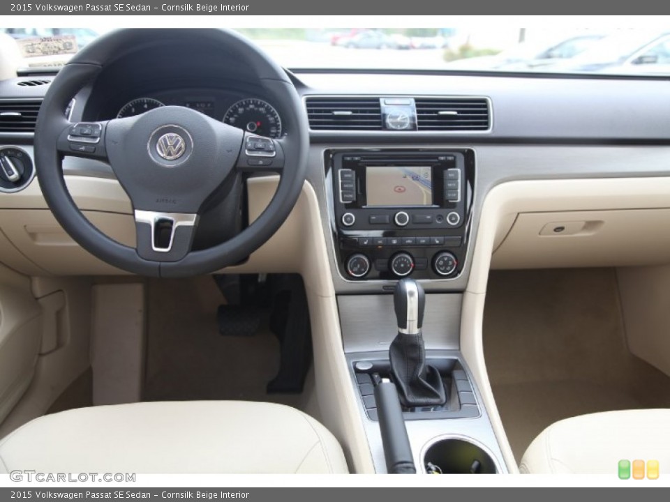 Cornsilk Beige Interior Dashboard for the 2015 Volkswagen Passat SE Sedan #97988671