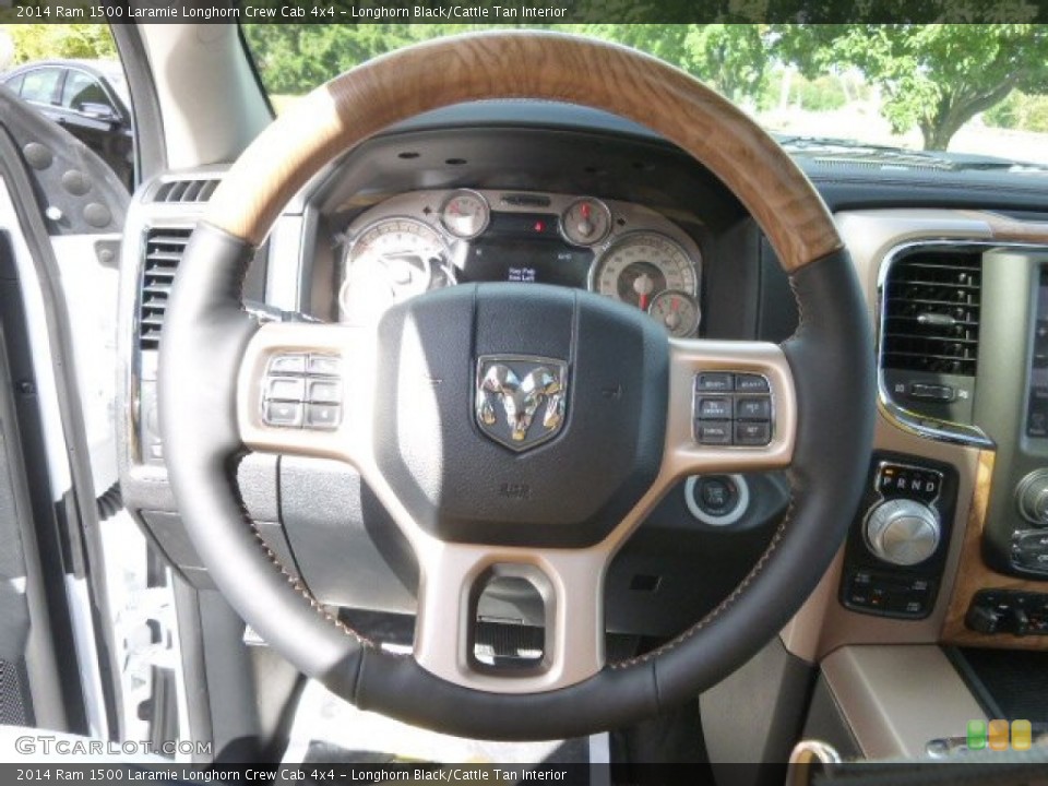 Longhorn Black/Cattle Tan Interior Steering Wheel for the 2014 Ram 1500 Laramie Longhorn Crew Cab 4x4 #98025427