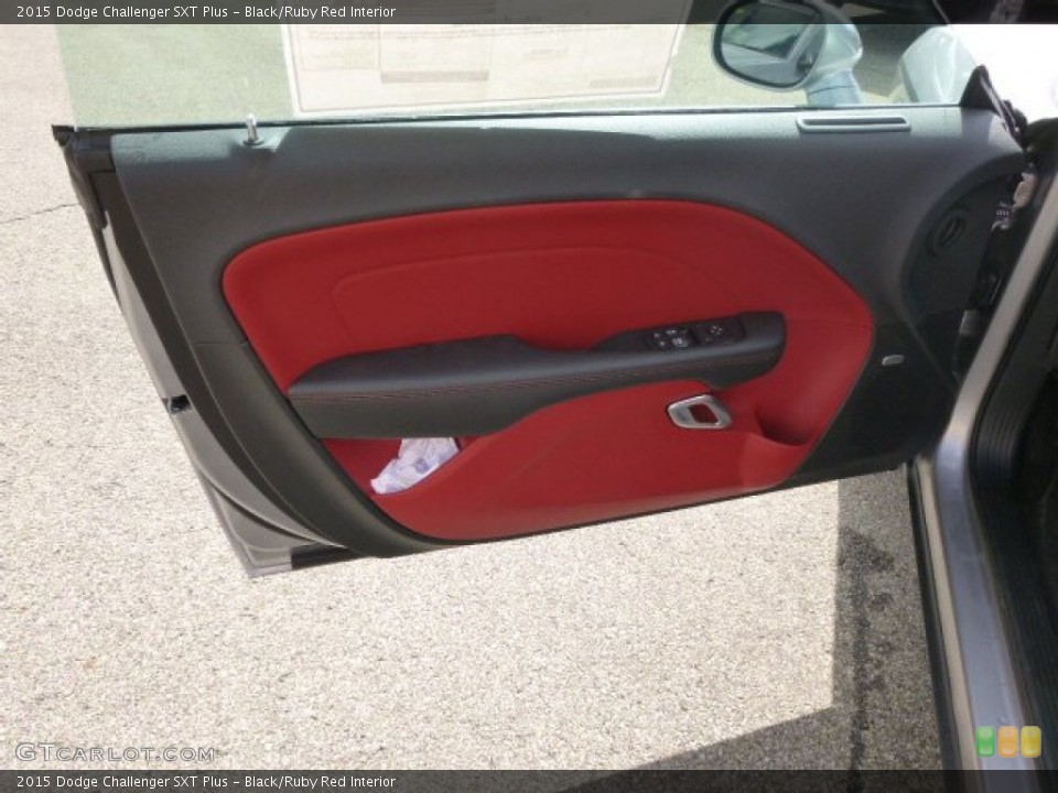 Black/Ruby Red Interior Door Panel for the 2015 Dodge Challenger SXT Plus #98032333