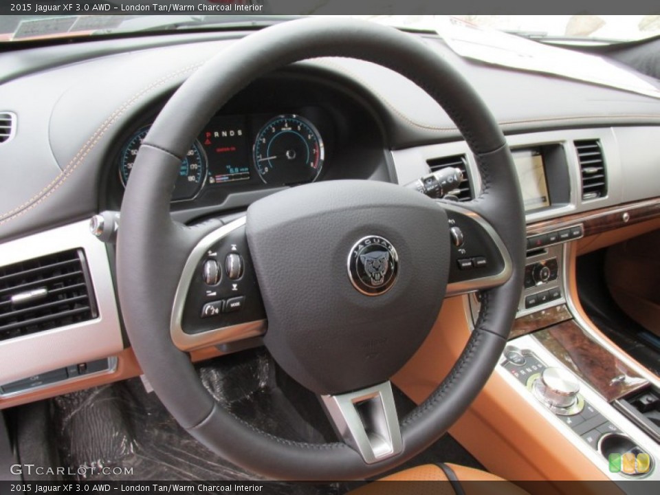 London Tan/Warm Charcoal Interior Steering Wheel for the 2015 Jaguar XF 3.0 AWD #98060261