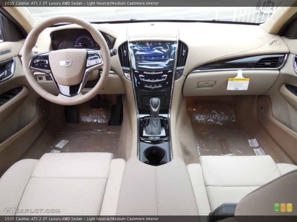 Light Neutral/Medium Cashmere Interior Dashboard for the 2015 Cadillac ATS 2.0T Luxury AWD Sedan #98106959