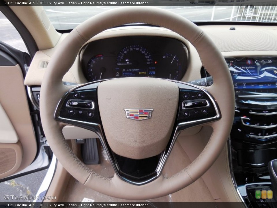 Light Neutral/Medium Cashmere Interior Steering Wheel for the 2015 Cadillac ATS 2.0T Luxury AWD Sedan #98107058
