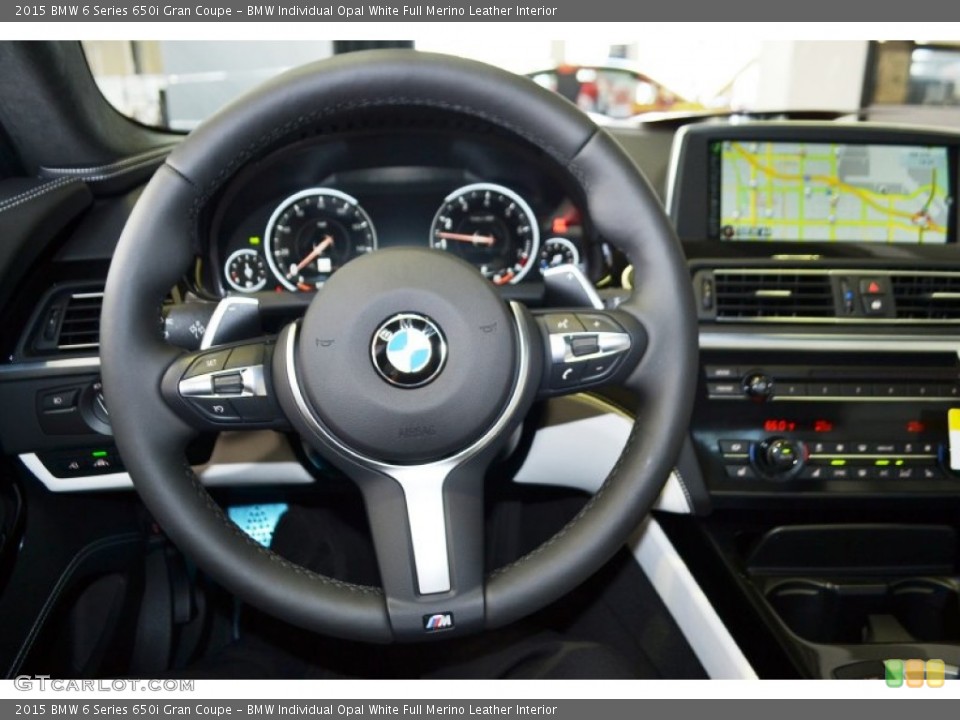 BMW Individual Opal White Full Merino Leather Interior Steering Wheel for the 2015 BMW 6 Series 650i Gran Coupe #98125055