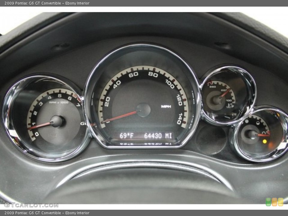 Ebony Interior Gauges for the 2009 Pontiac G6 GT Convertible #98207715