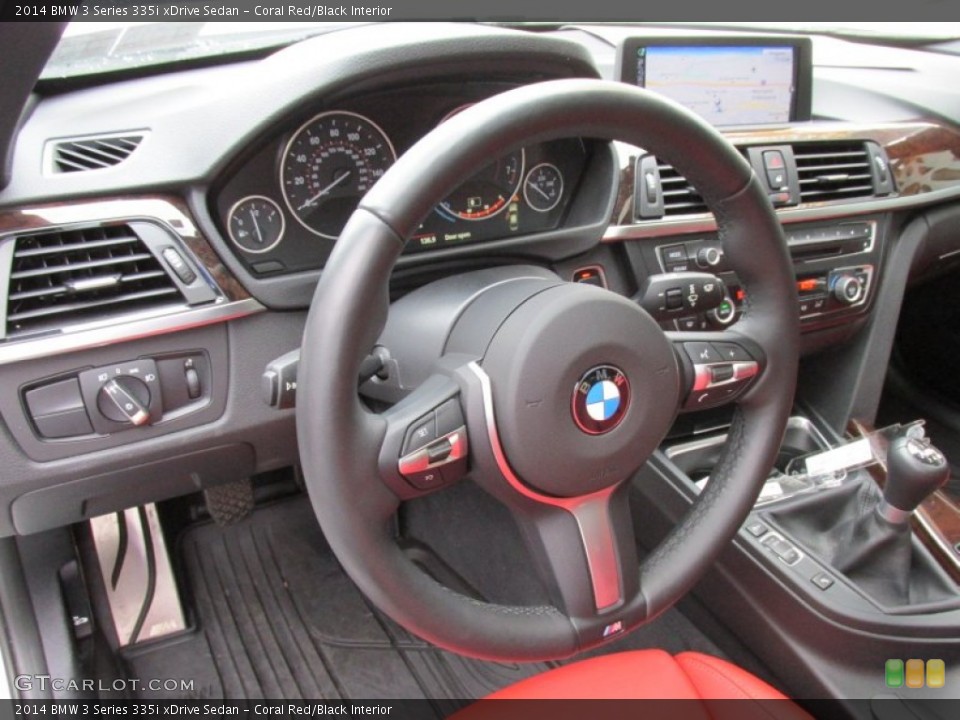 Coral Red/Black Interior Steering Wheel for the 2014 BMW 3 Series 335i xDrive Sedan #98254637