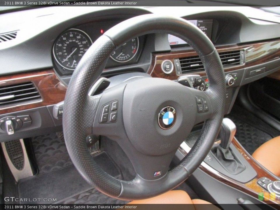 Saddle Brown Dakota Leather Interior Steering Wheel for the 2011 BMW 3 Series 328i xDrive Sedan #98255141