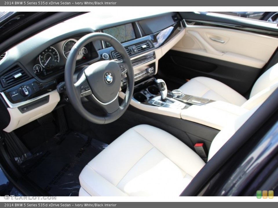 Ivory White/Black Interior Prime Interior for the 2014 BMW 5 Series 535d xDrive Sedan #98308940