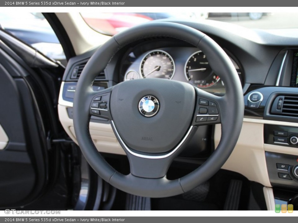 Ivory White/Black Interior Steering Wheel for the 2014 BMW 5 Series 535d xDrive Sedan #98309107