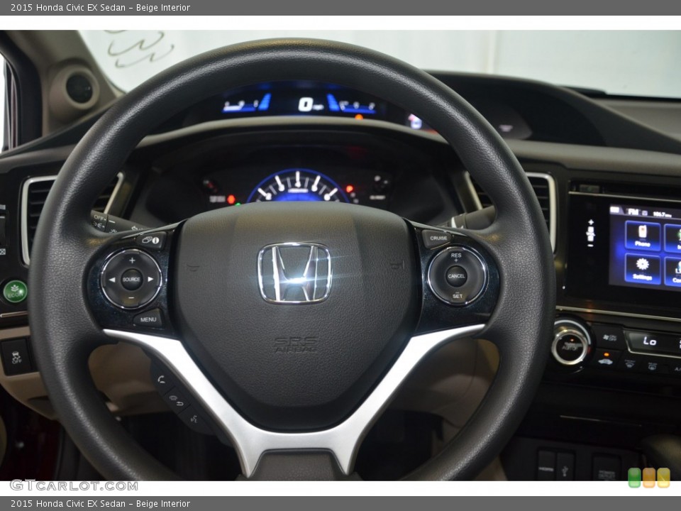 Beige Interior Steering Wheel for the 2015 Honda Civic EX Sedan #98327082