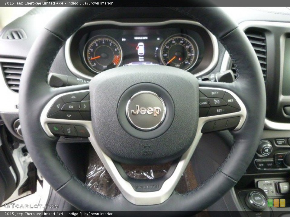 Indigo Blue/Brown Interior Steering Wheel for the 2015 Jeep Cherokee Limited 4x4 #98352543